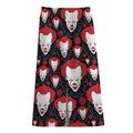 Halloween Scary Clown Pattern Print Cotton Front Slit Maxi Skirt
