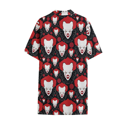Halloween Scary Clown Pattern Print Cotton Hawaiian Shirt