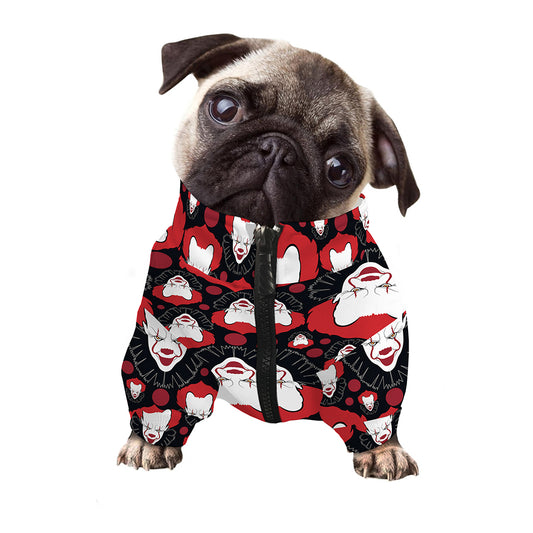 Halloween Scary Clown Pattern Print Dog Zip Up Jacket
