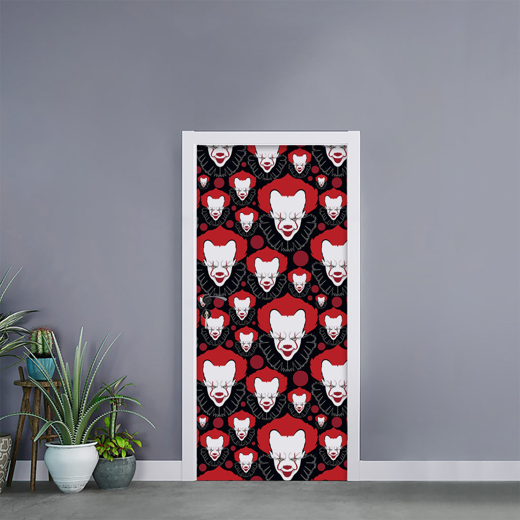 Halloween Scary Clown Pattern Print Door Sticker