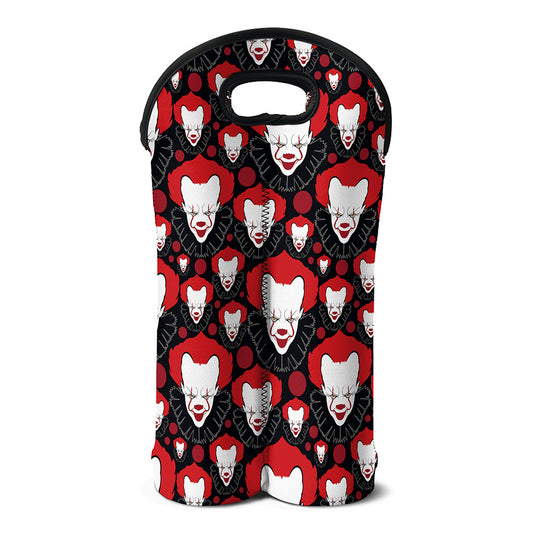 Halloween Scary Clown Pattern Print Double Neoprene Wine Tote