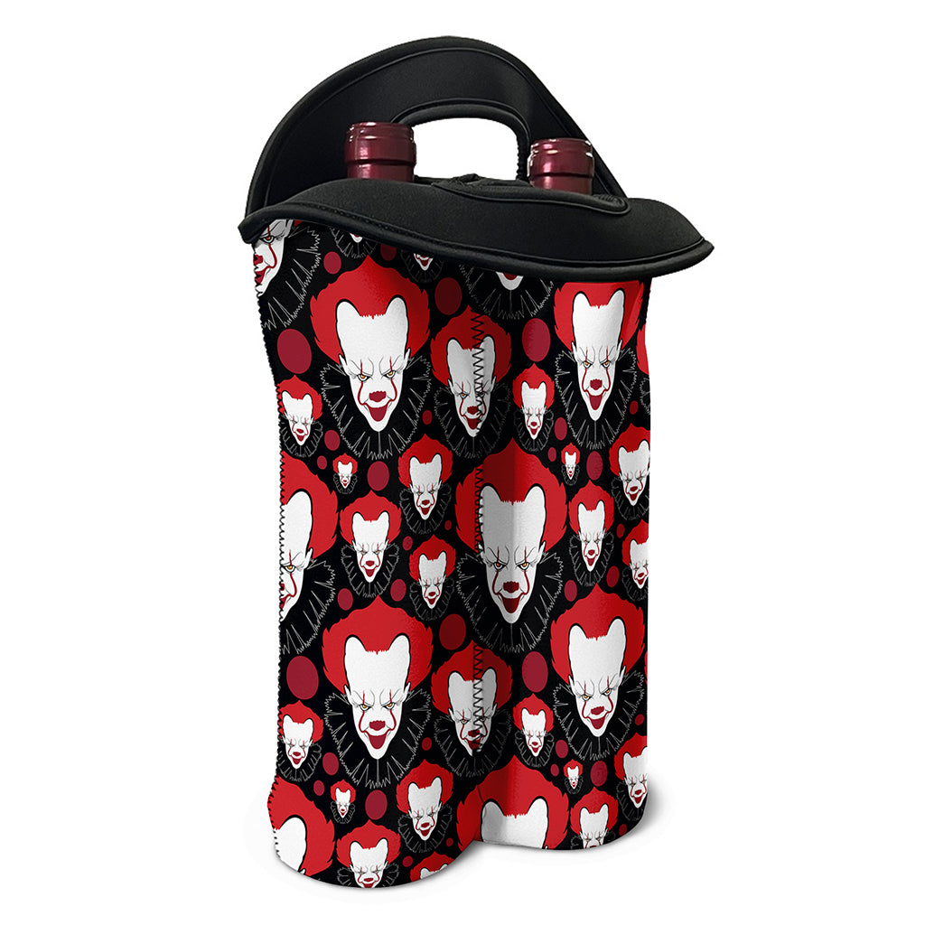 Halloween Scary Clown Pattern Print Double Neoprene Wine Tote