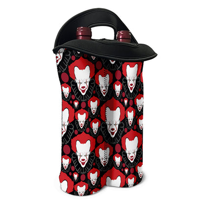 Halloween Scary Clown Pattern Print Double Neoprene Wine Tote