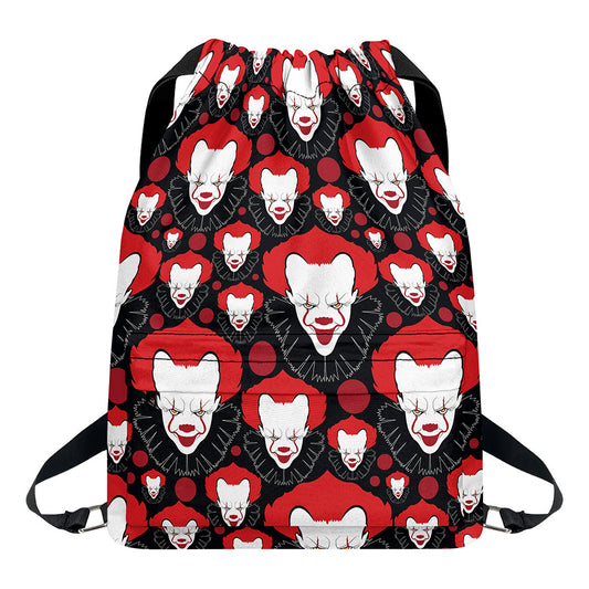 Halloween Scary Clown Pattern Print Drawstring Backpack