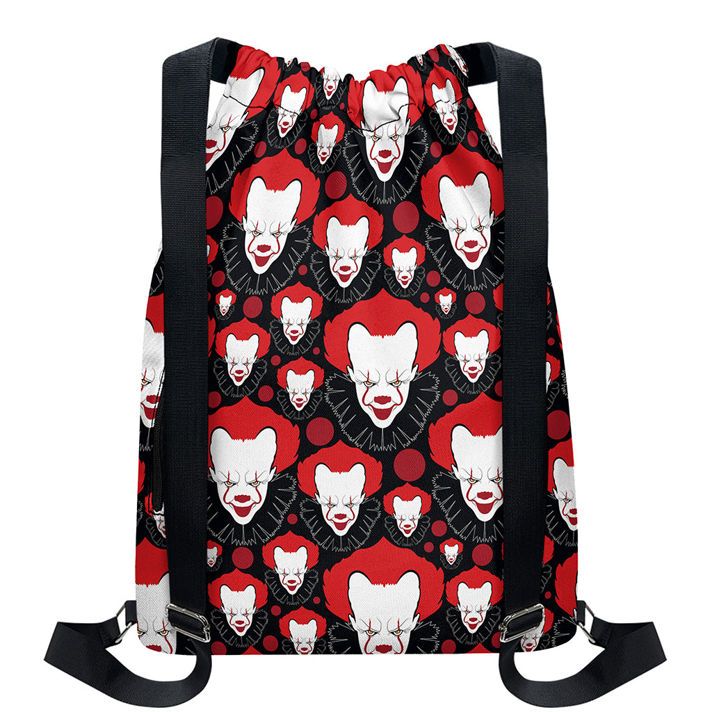 Halloween Scary Clown Pattern Print Drawstring Backpack