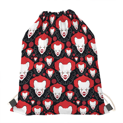 Halloween Scary Clown Pattern Print Drawstring Bag
