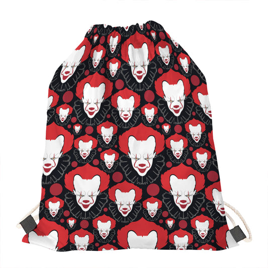 Halloween Scary Clown Pattern Print Drawstring Bag