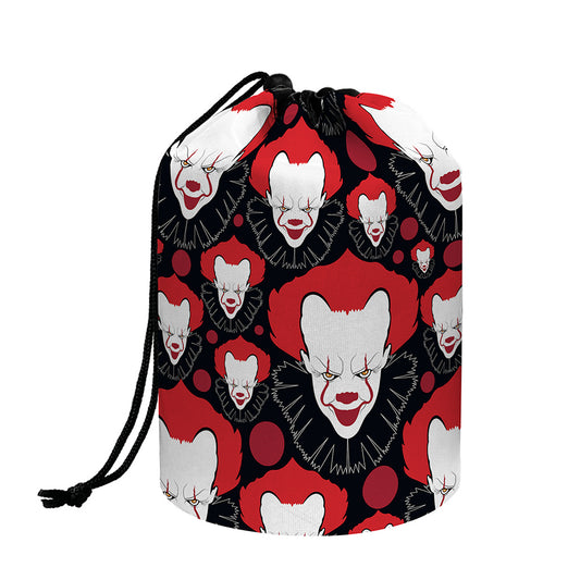 Halloween Scary Clown Pattern Print Drawstring Makeup Bag