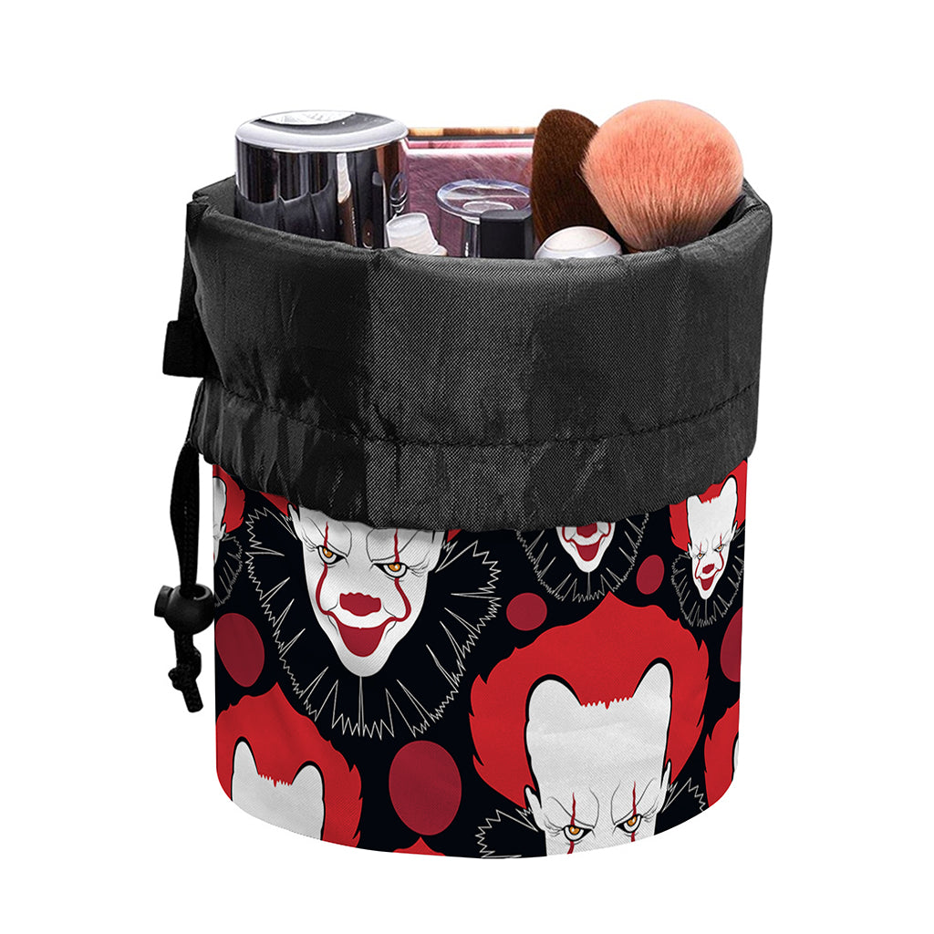 Halloween Scary Clown Pattern Print Drawstring Makeup Bag