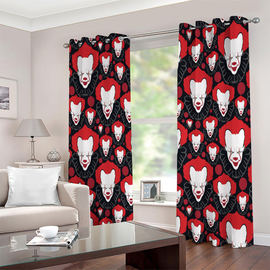 Halloween Scary Clown Pattern Print Extra Wide Grommet Curtains
