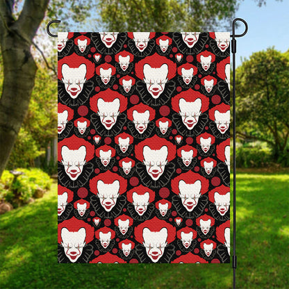 Halloween Scary Clown Pattern Print Garden Flag