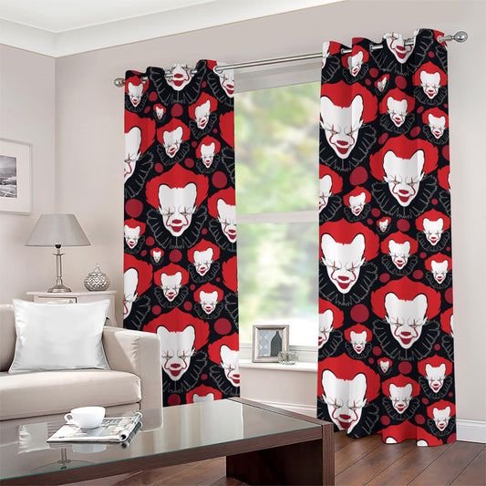 Halloween Scary Clown Pattern Print Grommet Curtains