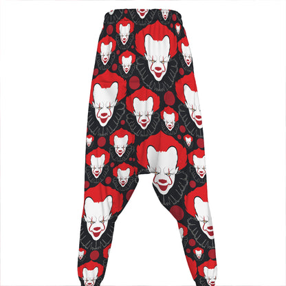 Halloween Scary Clown Pattern Print Hammer Pants