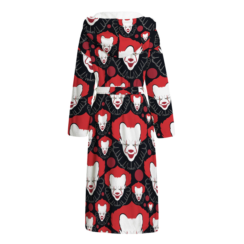 Halloween Scary Clown Pattern Print Hooded Bathrobe