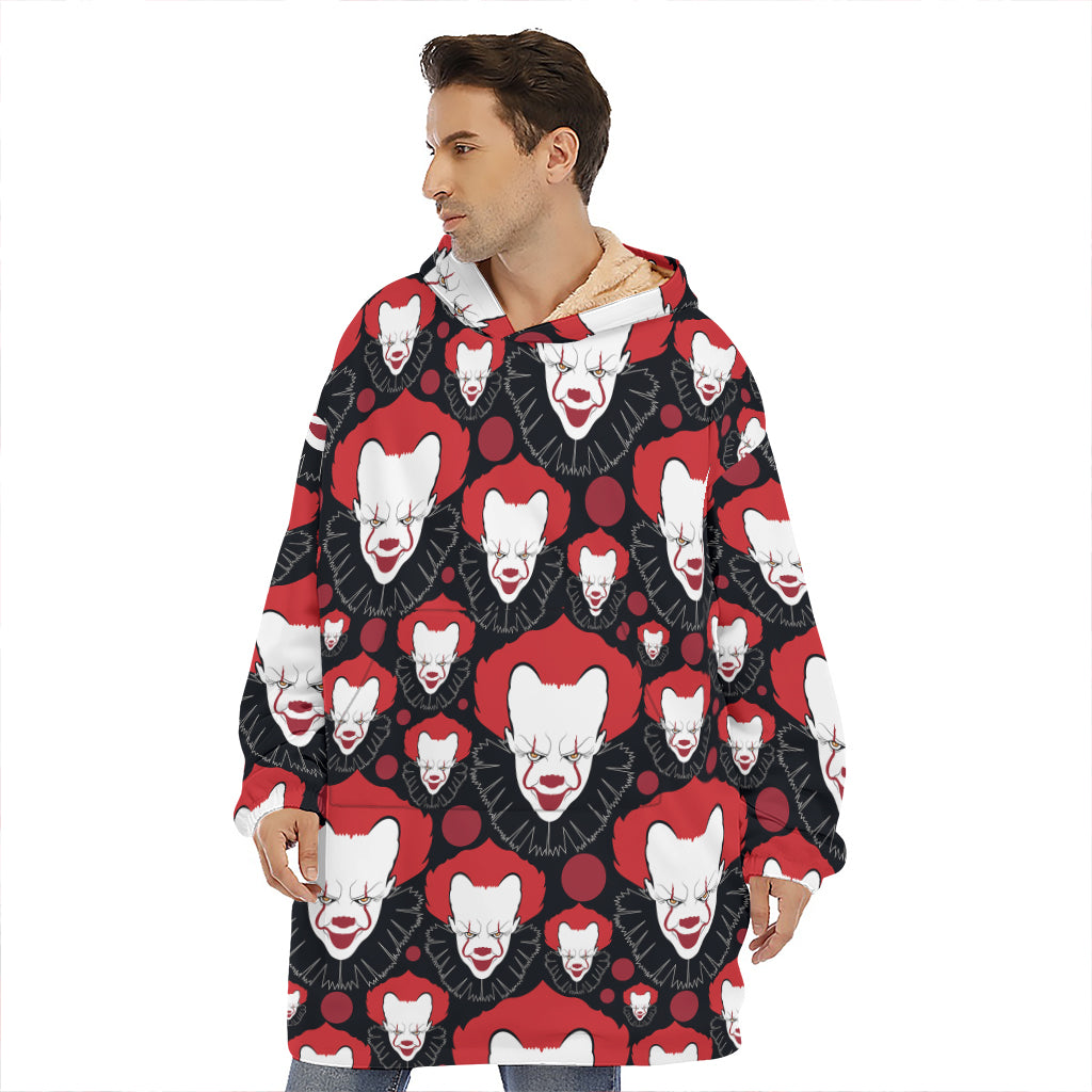 Halloween Scary Clown Pattern Print Hoodie Blanket