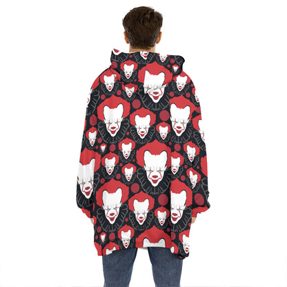 Halloween Scary Clown Pattern Print Hoodie Blanket