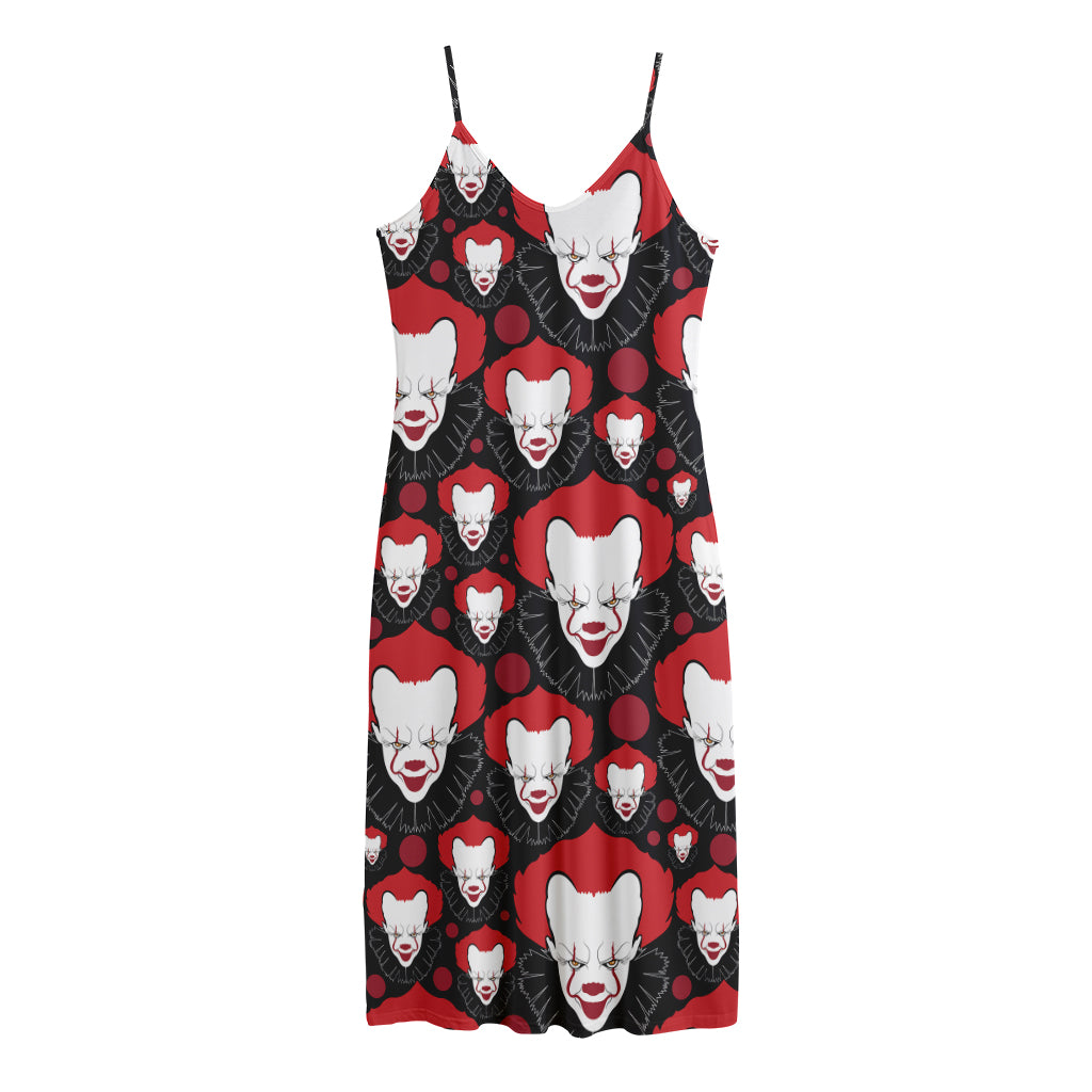 Halloween Scary Clown Pattern Print Jersey Midi Cami Dress