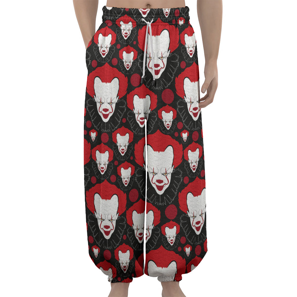 Halloween Scary Clown Pattern Print Lantern Pants