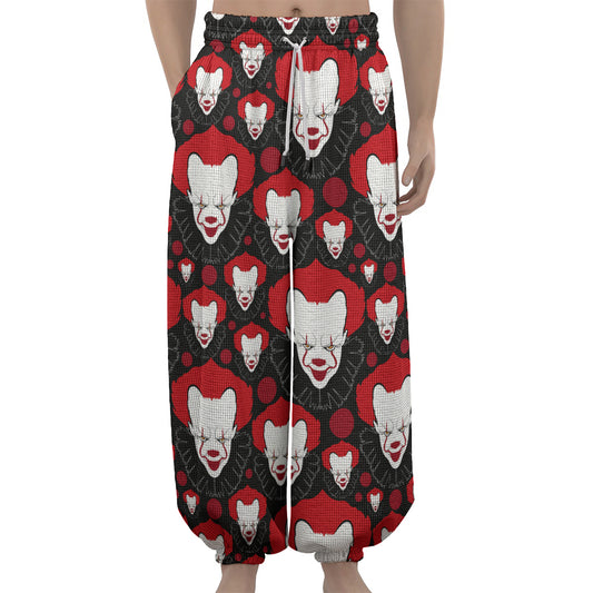 Halloween Scary Clown Pattern Print Lantern Pants