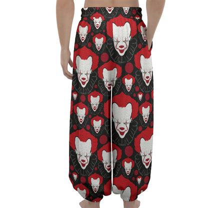 Halloween Scary Clown Pattern Print Lantern Pants
