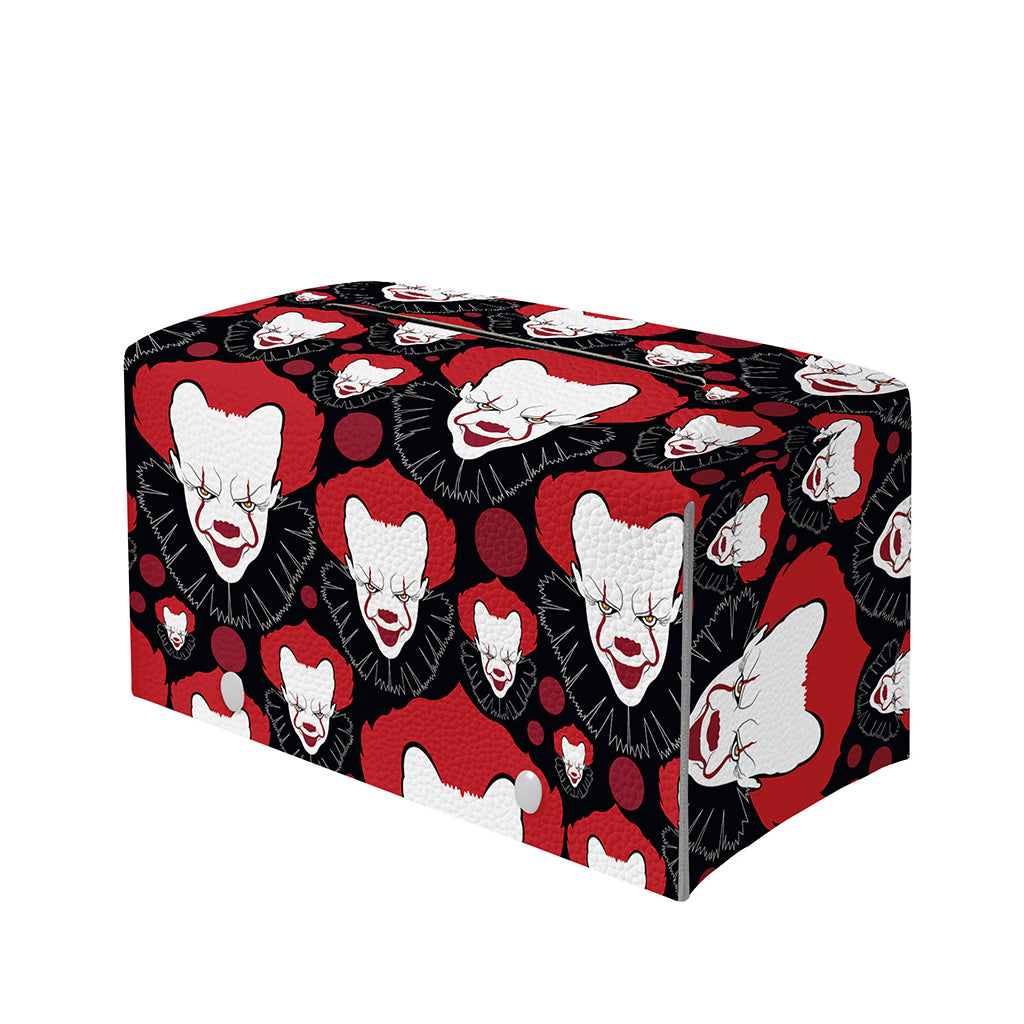 Halloween Scary Clown Pattern Print Leather Tissue Box Cover