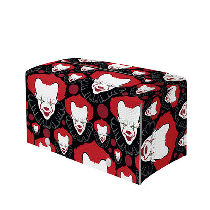 Halloween Scary Clown Pattern Print Leather Tissue Box Cover