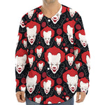 Halloween Scary Clown Pattern Print Long Sleeve Baseball Jersey