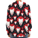 Halloween Scary Clown Pattern Print Long Sleeve Baseball Jersey