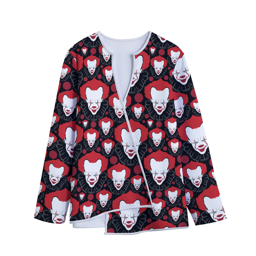 Halloween Scary Clown Pattern Print Long Sleeve Short Coat
