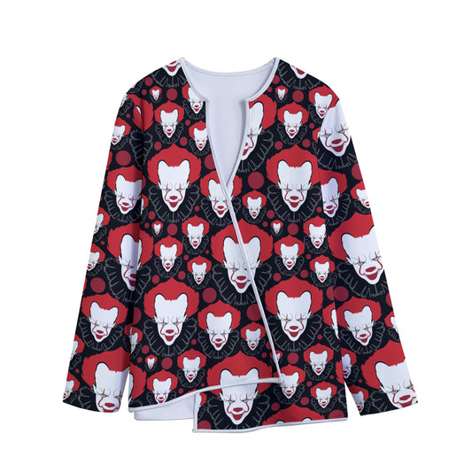 Halloween Scary Clown Pattern Print Long Sleeve Short Coat