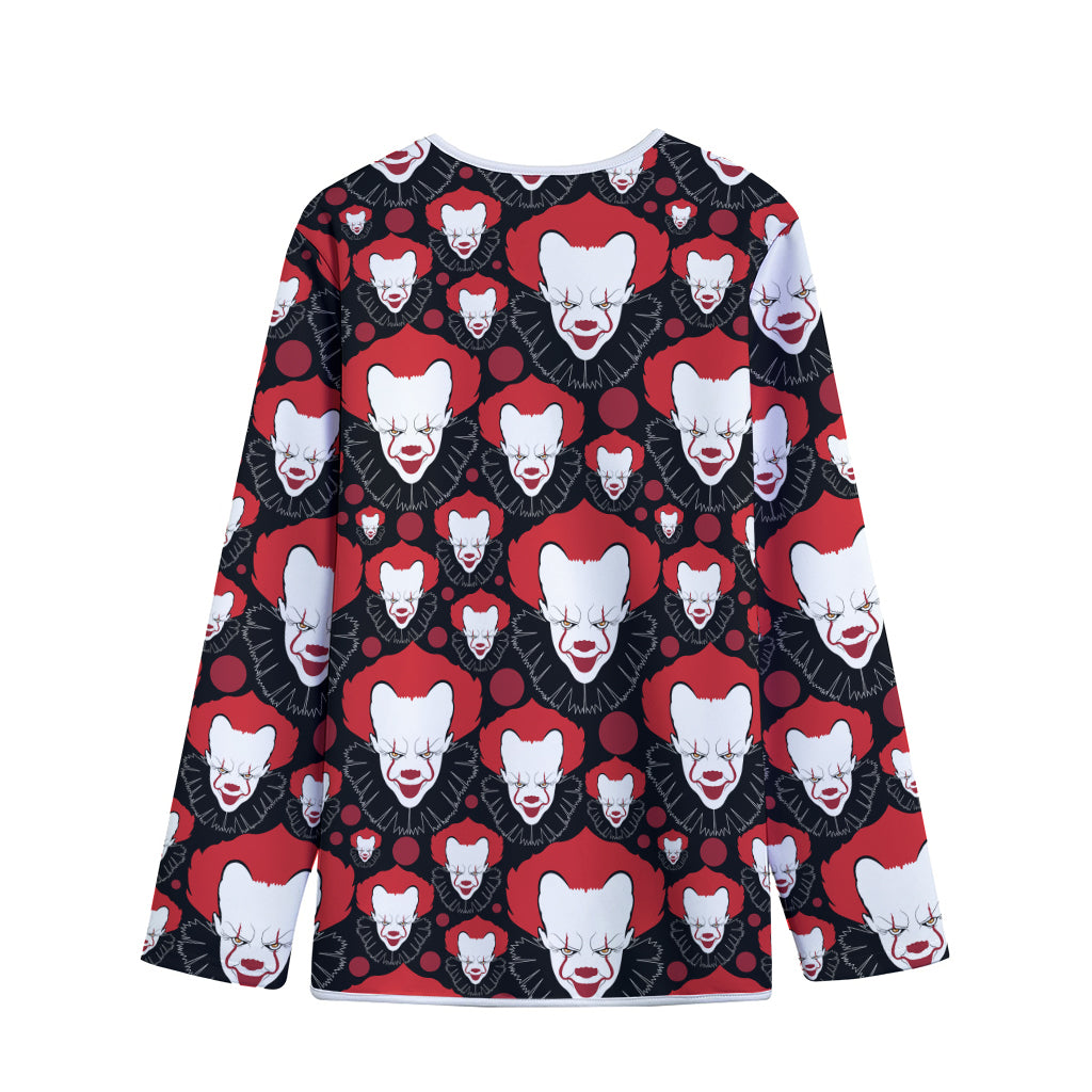 Halloween Scary Clown Pattern Print Long Sleeve Short Coat