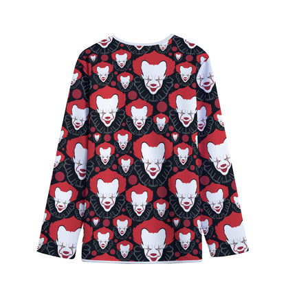 Halloween Scary Clown Pattern Print Long Sleeve Short Coat