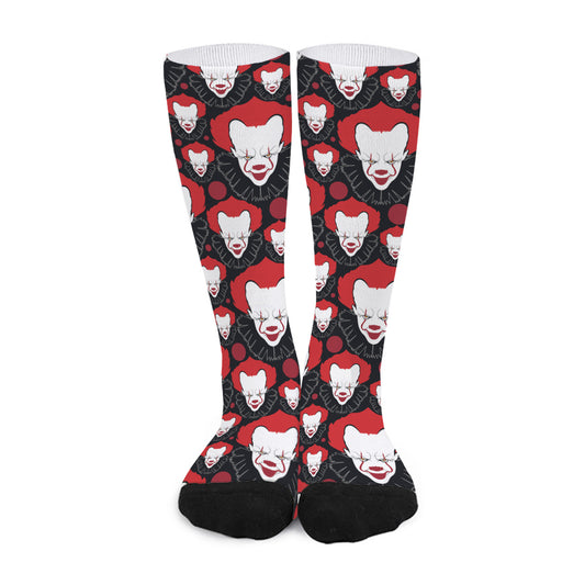 Halloween Scary Clown Pattern Print Long Socks