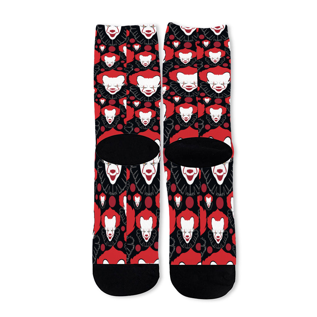 Halloween Scary Clown Pattern Print Long Socks