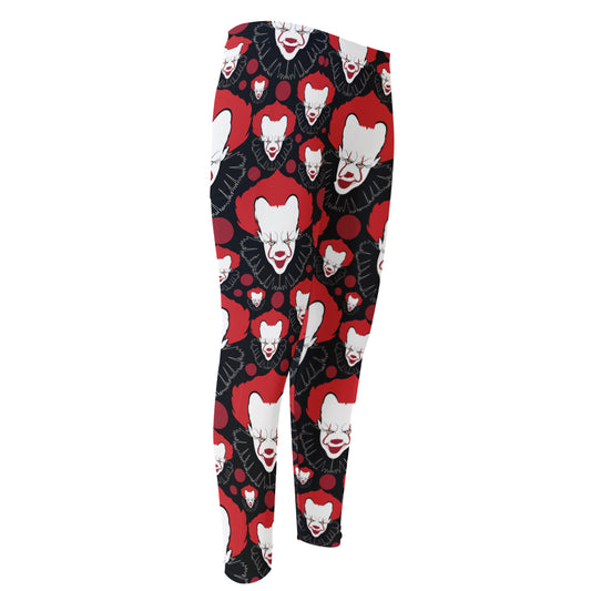 Halloween Scary Clown Pattern Print Men's Compression Pants