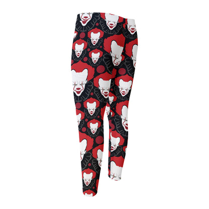 Halloween Scary Clown Pattern Print Men's Compression Pants