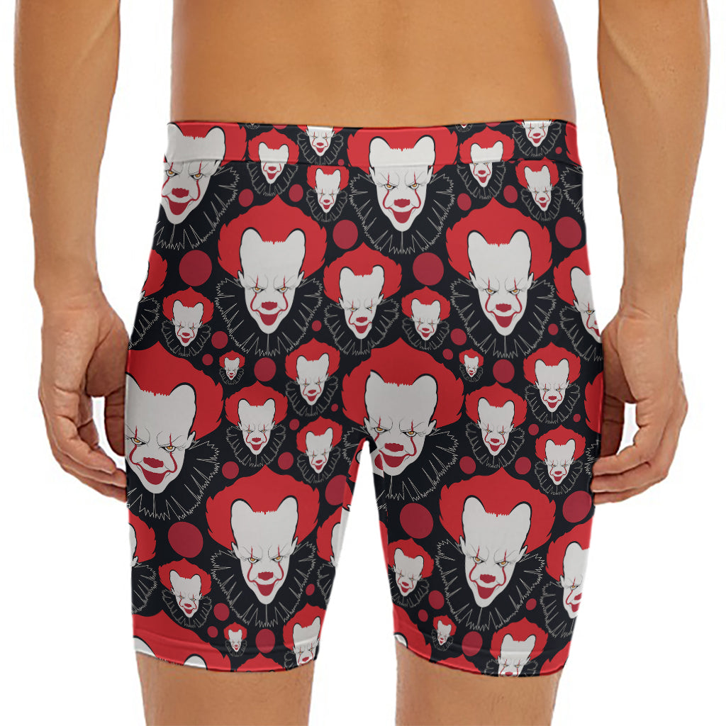 Halloween Scary Clown Pattern Print Men's Long Boxer Briefs