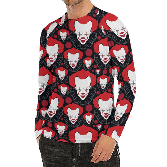 Halloween Scary Clown Pattern Print Men's Long Sleeve Rash Guard