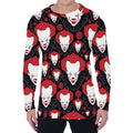 Halloween Scary Clown Pattern Print Men's Long Sleeve T-Shirt