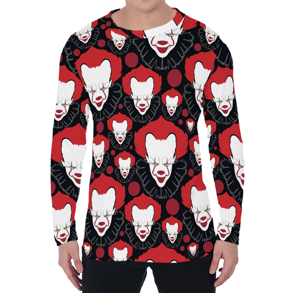 Halloween Scary Clown Pattern Print Men's Long Sleeve T-Shirt