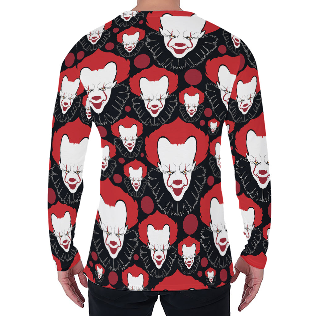 Halloween Scary Clown Pattern Print Men's Long Sleeve T-Shirt