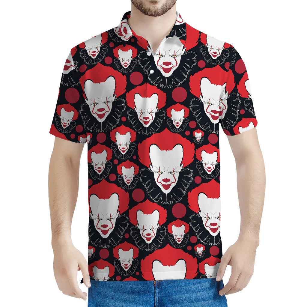 Halloween Scary Clown Pattern Print Men's Polo Shirt