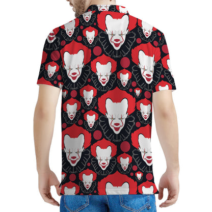 Halloween Scary Clown Pattern Print Men's Polo Shirt