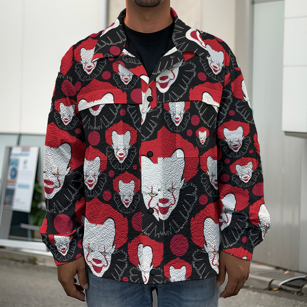 Halloween Scary Clown Pattern Print Men's Shirt Jacket