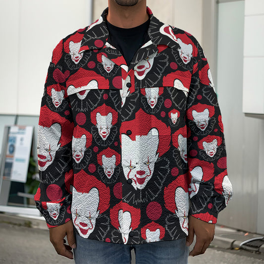 Halloween Scary Clown Pattern Print Men's Shirt Jacket