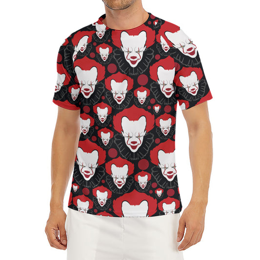 Halloween Scary Clown Pattern Print Men's Short Sleeve Rash Guard