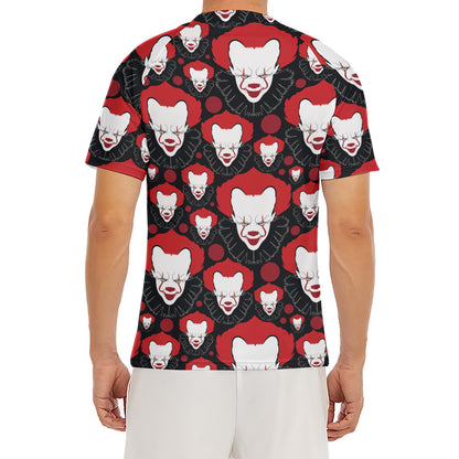 Halloween Scary Clown Pattern Print Men's Short Sleeve Rash Guard