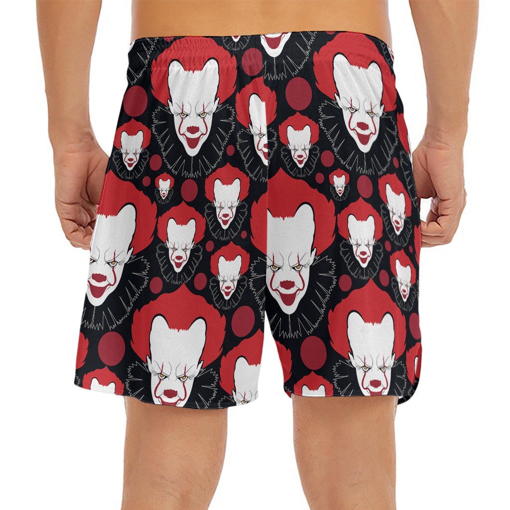 Halloween Scary Clown Pattern Print Men's Split Running Shorts