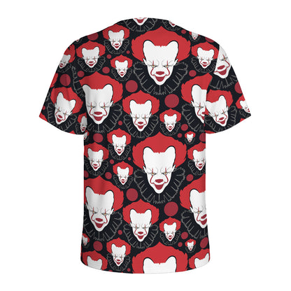 Halloween Scary Clown Pattern Print Men's Sports T-Shirt