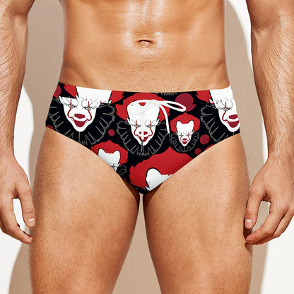Halloween Scary Clown Pattern Print Men's Swim Briefs